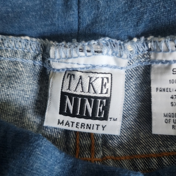 Take Nine Maternity Blue Denim Capris Women's Small S Elastic Panel Waist EUC - Picture 7 of 9